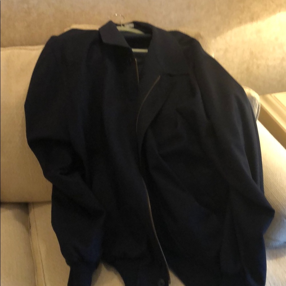 Blue Wool and Cashmere Bomber Jacket